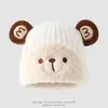 Bonito Sombrero de Niña Oso 2026 Otoño Invierno Estilo Callejero Cálido Sombrero de Lana Sombrero Grueso Tejido Sombrero con Protección para Orejas de Niño