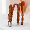 Em Estoque Couro Bovino Camada Superior Vintage Feminino Estilo Coreano Fino Cinto Acessório Vazado Casual Feminino Tendência Moda Versátil