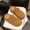 Zapatos Birkenstock de tacón grueso para mujer, versátiles para primavera y otoño, mocasines retro de moda, con suela suave, antideslizantes, que aumentan la altura, zapatos semiabiertos con suelas gruesas