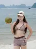 Biquíni Coco Mousse2027 listrado, design simples, modelador e valorizador, adequado para fontes termais e férias na praia, maiô feminino