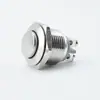 Certificado Ip67 16mm Cabeça Alta Auto-Retornável 2 Pinos com Pés de Parafuso Botão de Metal Switch Reset Auto-Travante Cobre Niquelado