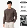 Suéter de punto trenzado para hombre estilo Old Money con cuello Henley, cuello alto casual para principios de otoño, prenda de punto de manga larga para hombre