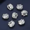 Colgante de Plata de Ley 99 Pies Plata Piscis Pez Anual Ruyi Candado Colgante Vintage 3D Plata DIY Material Hecho a Mano Joyería