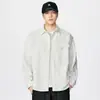 Camisa de cuadros de manga larga para hombre, cuello camisero, corte holgado, color liso, estilo casual retro japonés, nueva tendencia para primavera y otoño 2026
