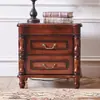 Mesa de Cabeceira de Madeira Maciça de Luxo Leve Americana Armário Minimalista Estilo Retrô Pastoral Mesa de Cabeceira para Janela do Quarto Armário com Gaveta