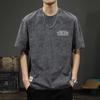 Marca Summer tide camiseta de algodão pesado 240g manga curta masculina solta tamanho grande retrô americano bonito ins gola redonda meia manga