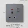 Tomada de Interruptor Cinza Fosco Padrão Britânico para Comércio Exterior Uma Aberta 13A Multifunção Cinco Furos USB Tomada Europeia Interruptor 25A