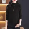 Procesamiento OEM nuevo suéter de mujer otoño e invierno 2026, jersey de cuello semi-alto para madres de mediana edad, elegante y rejuvenecedor