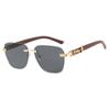 Gafas de sol decoradas con guepardo en pata de veta de madera 2024 nuevas gafas de sol vintage sin montura poligonales gafas de sol con cabeza de leopardo