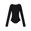 Camiseta de Manga Longa Slim Fit Estilo Americano para Meninas Quentes, Camiseta Interna Sexy Modeladora com Decote U Grande e Base Curva para Marcar a Cintura