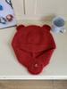 Gorro de Lana Lindo Cálido con Protección para las Orejas Estilo Coreano Orejas de Oso Corazón Felpa Gorro de Punto Versátil a Prueba de Viento Sombrero Lei Feng Tendencia