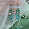 [Pena de Pavão] Brincos Longos com Franjas de Miçangas Estilo Boho, Brincos Longos Elegantes, Luxo Acessível e Brincos de Alta Qualidade