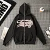 Sudadera con Cremallera Completa y Estampado Digital de Letras, Diseño Minimalista de Moda, Sudadera Casual Holgada
