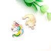 Accesorios de bricolaje de estilo coreano, 1 colgante de aleación de unicornio con forma de gota de aceite, pendientes hechos a mano, clip para la oreja, joyería para la oreja