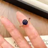 Nuevo Anillo de Bambú Azul Diamante de Moda Xiaohongshu para Mujer, Anillo de Zafiro con Símbolo de Bambú de Paz Apilable de Moda al por Mayor