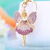 Llavero de ángel de la suerte con incrustaciones de diamantes para coche, lindo accesorio de metal para bolsos de mujer, llavero, colgante en forma de corazón, regalo