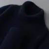 Suéter 100% Lana Pura para Hombre Cuello Alto Engrosado Color Sólido Suéter Casual de Negocios Holgado Jersey Camiseta de Punto para Base