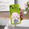 Chica divertida con mascarilla, luciendo relajada, funda de silicona para teléfono para Apple 18 Pro Max, funda protectora de carcasa blanda para iPhone 14 Pro Max