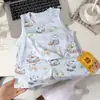 Ropa de Casa de Verano para Niños y Niñas, Pijamas Delgados de Dibujos Animados, Conjunto de Chaleco y Shorts para Bebé, Traje sin Mangas, Ropa para Aire Acondicionado