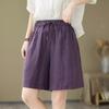 Pantalones Cortos Casuales de Pierna Ancha, Modernos y Juveniles, Algodón y Lino, Cintura Elástica con Cordón, Pantalones de Cinco Puntos, Comercio Exterior, Nuevo Estilo de Verano, Versátiles para Mujer