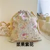 Pequeña bolsa de almacenamiento de algodón popelina floral con cordón bolsa de tela venta al por mayor de fábrica
