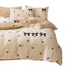 Juego de Cuatro Piezas de Terciopelo de Leche para Comercio Exterior Transfronterizo con Bordado Inca, Ropa de Cama Espesa y Cálida, Estilo Sábana Ajustable de Terciopelo