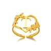Cross Border Hot Sale 18k Aço Inoxidável Em Forma De Coração Inglês Letra A-Z Anel Ajustável Anel De Flor Rosa Jóias Femininas