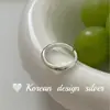 Anillo popular coreano estilo ins para dedo índice plata de ley S925 anillo liso cóncavo simple versátil para apilar y de alta gama