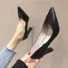Sapatos Profissionais Femininos com Salto Grosso, Bico Fino, Versátil e Estiloso, Couro Macio, Confortável para os Pés, Sapatos de Trabalho, Sapatos Femininos, Salto Alto Preto