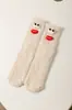 Estilo Novo Outono e Inverno Meias Feias Femininas Meias de Cano Médio Veludo Coral Espessadas Peludas Venda por Atacado Transfronteiriça Meias de Dormir