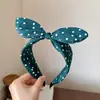 Orelhas de Coelho com Bolinhas Doce Tecido Faixa de Cabelo Novos Acessórios de Cabelo Coreanos Headwear Laço Simples Faixa de Cabelo com Borda Larga Mulheres