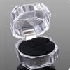 Caja para Anillos de Acero Inoxidable Forrada de Terciopelo Cristal Transparente Aretes Aretes Caja de Joyería Caja para Anillos Caja de Joyería de Alta Gama