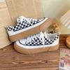 Zapatos de Lona a Cuadros para Mujer Zapatos Blancos de Suela Gruesa 2022 Primavera Nuevos de Nicho Originales Versátiles Casuales Zapatos de Tabla de Mujer Modernos