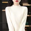 Fio de algodão transfronteiriço quente gola redonda solta roupa íntima base camiseta confortável novo tricô suéter feminino gola alta meia 2025