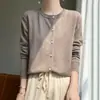 Nuevo Cárdigan de Cachemira para Primavera y Verano 2026 Cuello Redondo de un Solo Botón Abrigo Superior de Mujer Cárdigan de Punto de Cachemira de Manga Larga