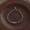 Pulsera de Aguamarina para Mujer, Chapada en Oro de 14 Quilates, Tejida a Mano, Estilo Lujo Ligero, Joyería de Perlas de Agua Dulce Naturales, Estilo Lujo Ligero
