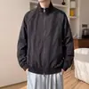 Jaqueta de trabalho marrom com gola alta para homens, top casual retrô solto de outono, jaqueta da moda estilo americano para adolescentes