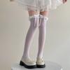 Meias Femininas Estilo Ballet Cano Longo Renda Lolita Renda Laço Estilo Puro Desejo Verão Finas Meias Acima do Joelho Coxa