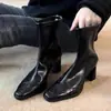Botines delgados de tacón alto con punta cuadrada estilo coreano para mujer, nueva colección 2026, tacón grueso, botas de moda retro, botines estilo británico