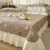 Juego de Tres Piezas de Cubre Cama de Algodón Puro, Sábana de Cama Acolchada de una Pieza 100% Algodón, Cubre Cama de Tatami, Antideslizante, Nuevo Modelo 2026, Adecuado para Todas las Estaciones