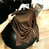 Nueva Moda Primavera y Otoño Camisa Asimétrica de Manga Larga para Mujer, Camisa Base Versátil Estilizada Adelgazante, Top Casual
