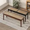 Popular Banco Nórdico de Madera Maciza y Ratán Taburete Redondo Moderno Simple Taburete de Noche Taburete para Cambiarse los Zapatos Silla de Comedor para Sala de Estar B&B Hogar