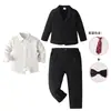 Nuevo Vestido Formal Infantil Otoño 2026: Traje de Padrino de Flores para Niño Pequeño, Atuendo de Presentación para Anfitrión, Conjunto de 5 Piezas para Bebé Niño