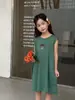 Vestido Chaleco de Verano Nuevo Estilo para Niñas, Lindo, Sencillo y Versátil, Falda Larga Ancha Estilo Coreano Bordada Retro para Niños
