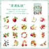 Diario musical de frutas, pegatinas transparentes e impermeables para mascotas, pegatinas para diario de cuentas de mano, pegatinas de animales en caja con pastel de frutas transfronterizo