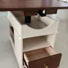 Mesa Lateral Móvil de Madera Maciza, Mesa de Café Plegable y de Altura Ajustable, Mesa de Té Pequeña para Apartamentos Pequeños, Sala de Estar, Hogar, Balcón, Gabinete Lateral para Sofá