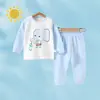 Conjunto de Ropa Interior de Algodón Puro para Bebé Otoño y Primavera Bebé Camisetas Térmicas y Pantalones Capa Base Niños Niñas Sin Costuras Separados Pijama para Casa