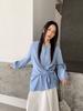 Camisa de Tencel Elegante Diseño Otoño Temprano Estilo Coreano 6up 2025 Guangzhou Nueva Colección 13 Líneas Estilo Perezoso Corbata para Mujer 50097