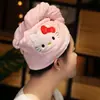 Gorro de secado de pelo de felpa de coral de dibujos animados para mujer, absorbente, secado rápido, turbante engrosado, gorro de ducha, toalla linda para secar el pelo