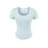 Ajuste Muy Recomendado~ Camiseta de Manga Corta Ajustada de Color Sólido con Cuello Redondo, Hombros Rectos, Cintura Entallada y Dobladillo Curvo, Top Versátil para Chicas Atrevidas